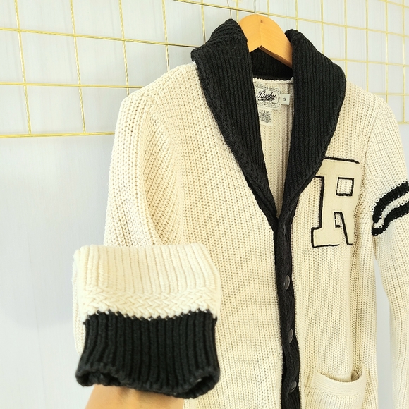 Ralph Lauren Rugby Varsity Letterman Shawl Collar Linen Cotton Cardigan Sweater - Picture 6 of 12